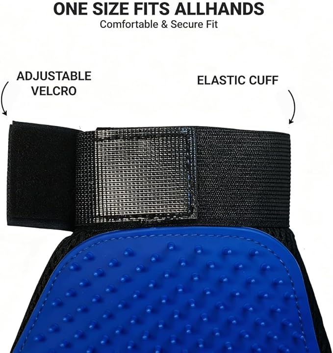 MEUOMIW - Pet Hair Remover Glove - Gentle Deshedding Brush Glove for Dogs & Cats - Enhanced Grooming & Massage Mitt for Long and Short Fur - Perfect for Shedding and Bathing (Blue, 1 Piece)