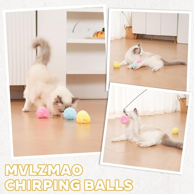 3 Pack Interactive Ball Smart Cat Toy Plush Electric Training Toy Kitten Touch Sounding Pet Product Squeak Toy Chipring Ball
