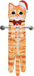 Funny Hand Towels for Bathroom Kitchen Decor - Cute Cat Hanging Hand Towel Kitchen Gadgets - Unique Housewarming Birthday Christmas Cat Lover Gift Ideas for Women Mom Lady Adults