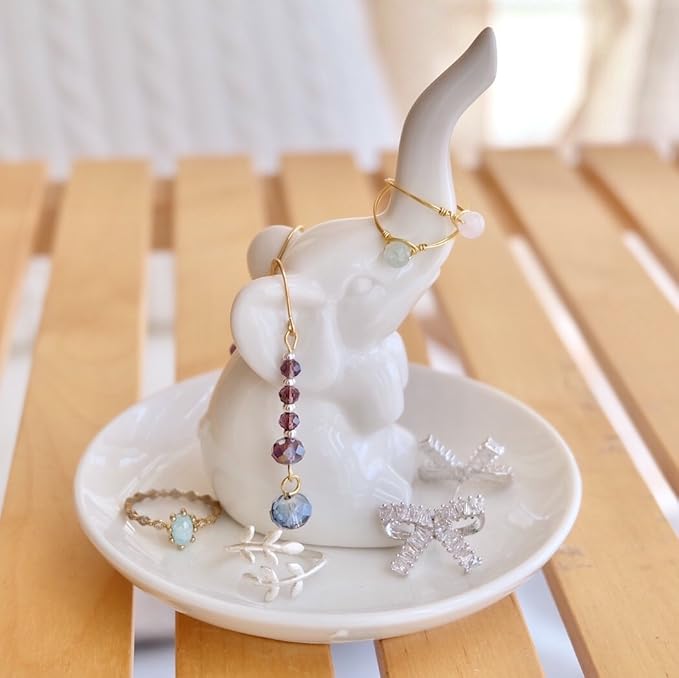 PUDDING CABIN White Elephant Gifts for Women, Wedding Ring Holder Dish, Elephant Gifts for Women Mom Friends, Aunt, Sisters, Birthday Engagement Bridal Shower Mothers Day Xmas Gift