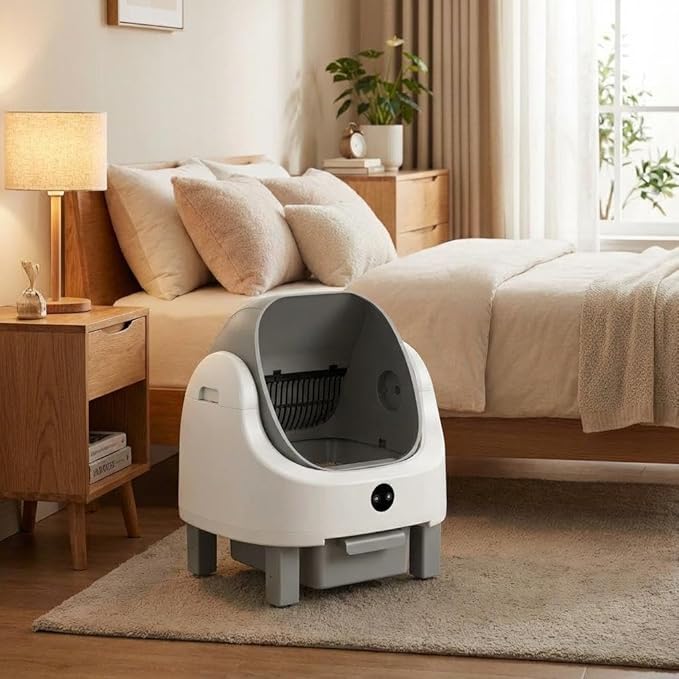 Self Cleaning Litter Box, Automatic Litter Box for Multiple Cats, Open-Top Robot with APP Control & Real-Time Monitor, Odor Control for Multiple Cats, 96l Capacity, Infrared Safety Sensor