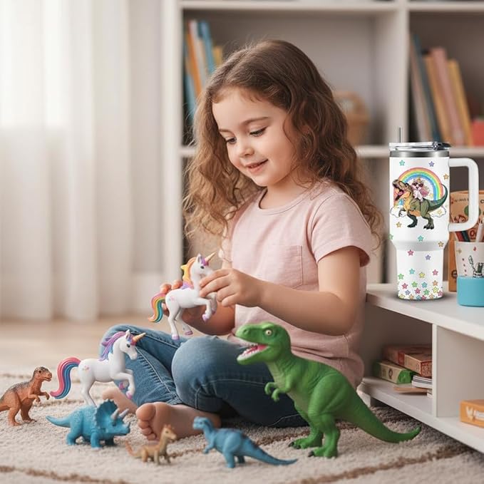 Dinosaur Tumbler with Straw 40oz, Dinosaur Gifts for Kids and Adults Girls Boys, Dino Birthday Christmas Decorations, Presents for Dinosaurs Lovers, Dino Gifts for Girls