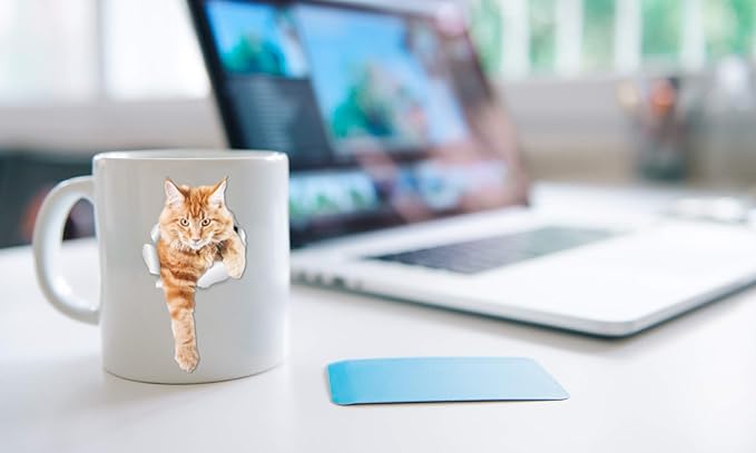 Winston & Bear Climbing Ginger Cat Mug – Tabby Orange Ceramic Coffee Mug Gift for Cat Lovers (15oz)