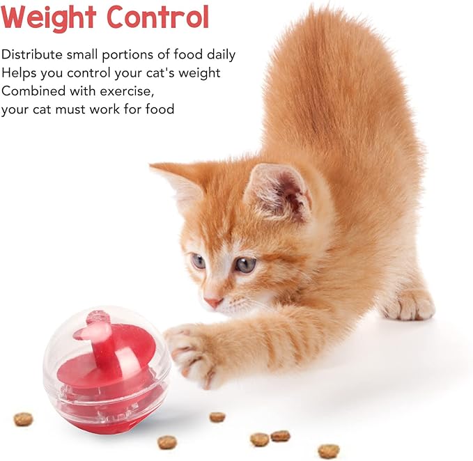 Zerodis Cat Leaky Food Toy Ball,Pet Interactive Slow Feeder Puzzle Ball Cat Treat Dispenser Toys for Bored Cats Relieve Boredom Dog Teeth Grinding Feeding