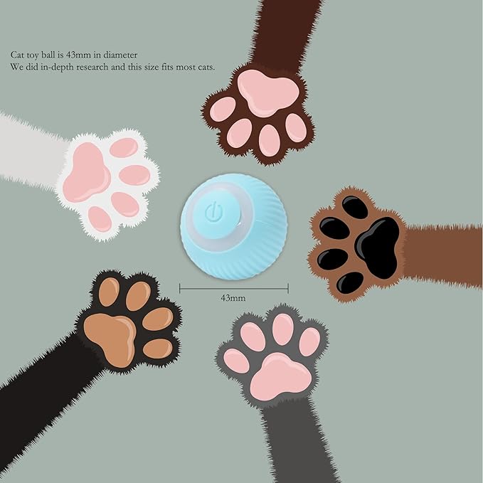 Cat Ball Toy, Interactive Cat Toys, Automatic Motion Activated Moving Ball Hide and Seek Game for Indoor Exercise，Gifts for Kittens