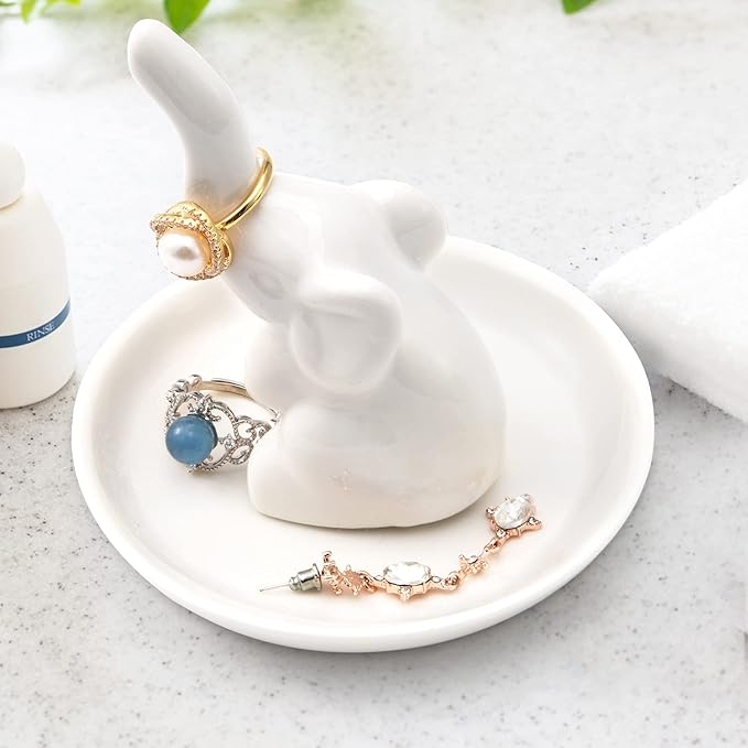 PUDDING CABIN White Elephant Gifts for Women, Wedding Ring Holder Dish, Elephant Gifts for Women Mom Friends, Aunt, Sisters, Birthday Engagement Bridal Shower Mothers Day Xmas Gift