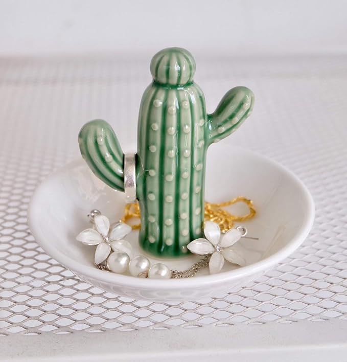 PUDDING CABIN Cactus Gifts for Women Christmas, Cactus Ring Holder Dish, Birthday Gifts for Women Thanksgiving Xmas Valentine's Day, Decorative Cactus Decor, Home Decor