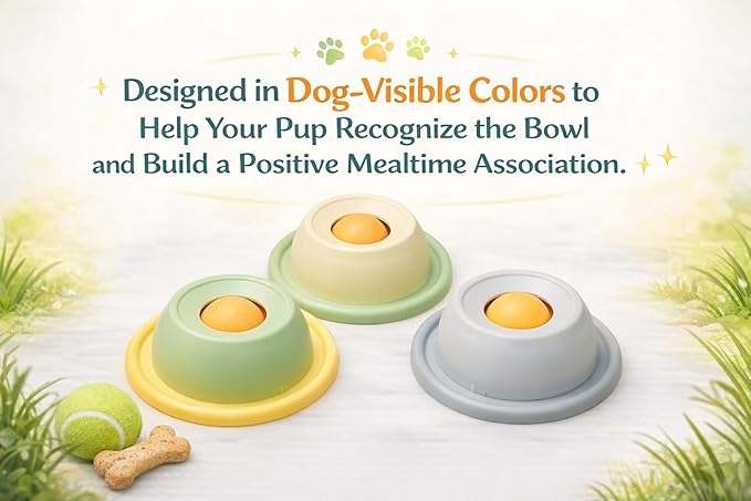 Slow Feeder Dog Lick Bowl for Liquid Treats, Rolling Ball Treat Dispenser, Anti-Slip Enrichment Feeder for Bone Broth, Yogurt & Wet Food, for Dogs & Cats (Grey)