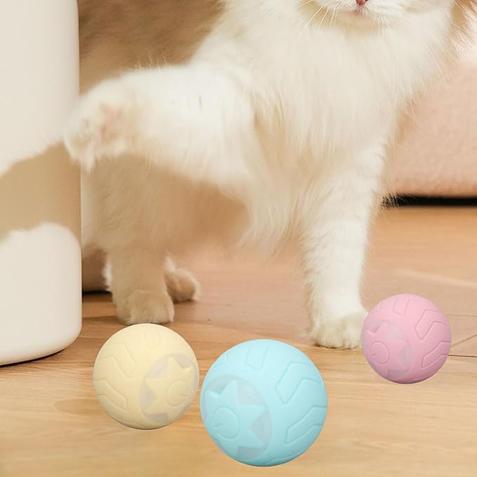 Peppy Pet Ball for Cats Dogs with Led Flash Colorful Lights,Automatic Rolling Ball LED Dog USB Rechargeable (Neutral English Packaging)