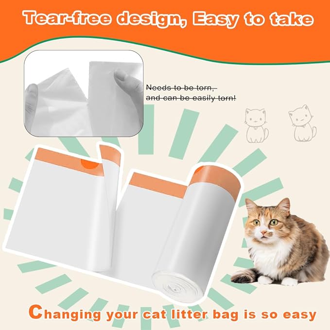 160 Pack Cat Litter Bags,Compatible with Litter Box Robot 3 & 4,Heavy Duty Automatic Cat Litter Box Liners,10-12 Gallons
