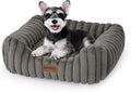 ZOMISIA Small Dog Beds for Small Dogs - Washable Cat Beds for Indoor Cats, Rectangle Orthopedic Puppy Bed with Fluffy Removable Cover, 20x19x7inches, Grey