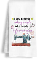 Sewing Quilting Lovers Gifts Kitchen Towels, Funny Sewing Dish Tea Towels, Gifts for Sewers Quilters Women Decorative Hand Towel for Bathroom Kitchen, 16x24 Inch