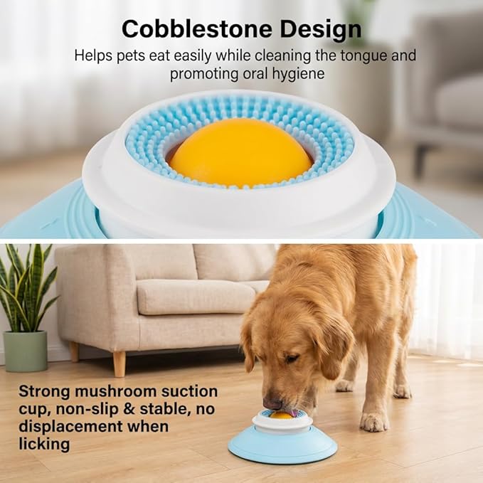 Dog Cat Lick Sphere Slow Feeder for Liquid Food & Peanut Butter,Interactive Licksphere for Dogs Anxiety Relief,Non-Slip Licking Bowl Enrichment Toys to Healthy Diet Food Container for Dogs Cats(White)