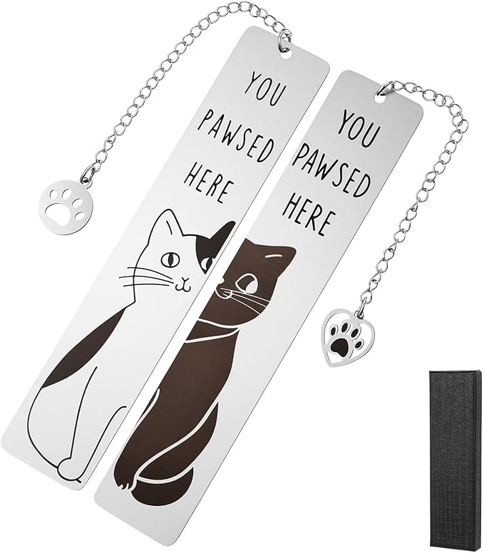 2PCS Cute Cat Book Marks Cats Themed Gifts Book Marks Metal Cat Bookmarks Funny Aesthetics Animal Bookmarks Reading Accessories for Books Lover Women Stocking Stuffers Books Club