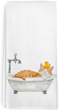 Funny Orange Tabby Cat Hand Towels,Orange Cat Owners Gifts,Bathroom Cats Decor Hand Towels,Cute Kitty Decor Tea Towel for Nursery Toilet,Cats Bathroom Decorative, 16x24 Inch