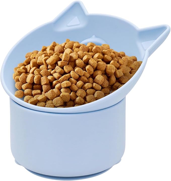 Cat Slow Feeder, Elevated Slow Feeder Bowl Tilt Design, No Black Chin, Tilted Design, for Dry Wet Food, for Cats & Small Dogs (Blue)
