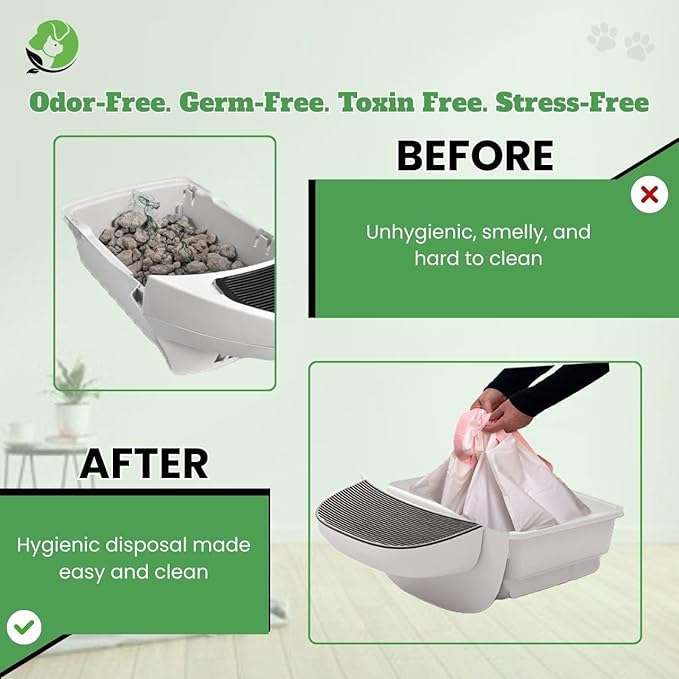 Automatic Robot Liners – 100% Compostable - Compatible with Neakasa M1 and PetPivot AutoScooper 11 Open-Top Self-Cleaning Litter Box - 27" L x 13" W – Drawstring Close – 40 Micron