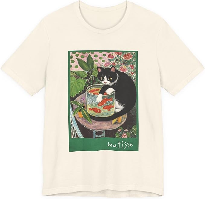 Vintage Cat Painting T Shirt, Matisse Inspired Cat Tee, Retro Art Aesthetic Shirt, Funny Cat Lover Gift
