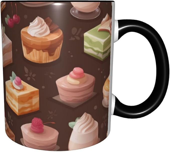 Cake Coffee Mug 11oz Ceramic Tea Cup With Handle Funny Porcelain Mugs for Women Dishwasher Microwave Safe