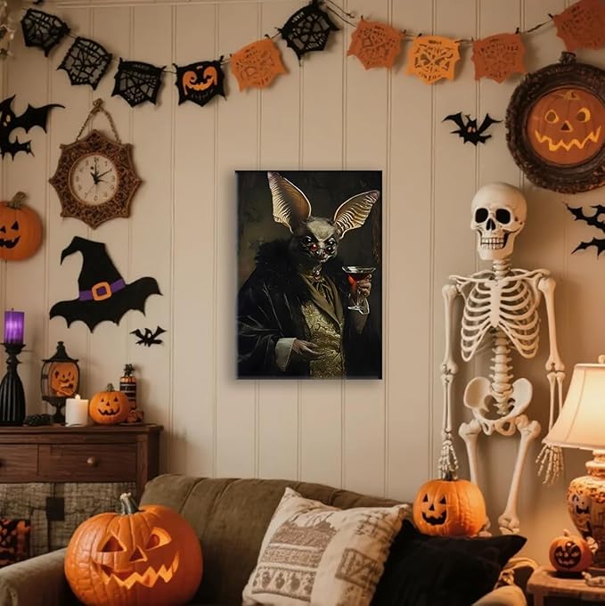 Jatinoo Gothic Bats Decor Wall Art Halloween Decorations Vintage Decor for Dark Academia Aesthetic Room and Gothic Home Decor