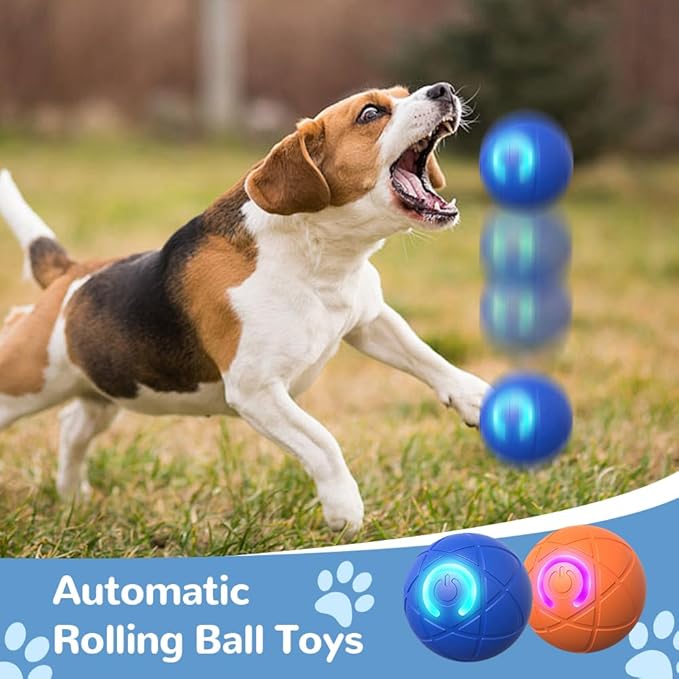 Interactive Dog Toys for Small Dogs, 2026 New Dog Balls Automatic Rolling Ball for Puppy Small Medium Dog and Cat, Self Moving Jumping Bouncing and Rotating Pets Toy to Keep Them Busy (Orange)
