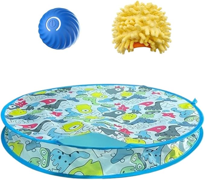 Interactive Cat Toys for Indoor Cats, Rechargeable Automatic Cat Ball Toy Fast Rolling in Pocket, 24 Inch Play Mat