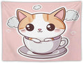 MaSiledy Kawaii Cat Tapestry As Wall Art Cute Kitten Cat Meow Vintage Aesthetic Tapestry Wall Hanging Landscape Tapestry for Bedroom Colorful Wall Hanging Aesthetic Wall Art For Room Decor 30"x40"