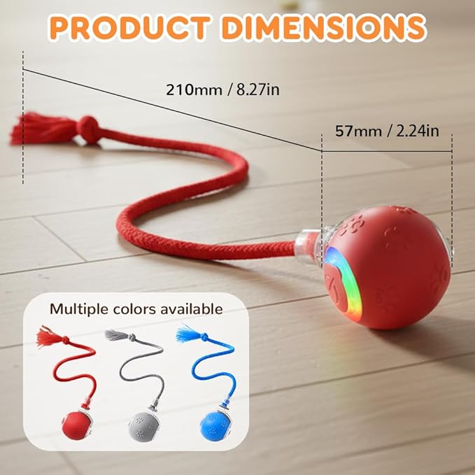 Interactive Cat Toy,Cat Toys for Indoor Cats,Automatic Ball Toy,Upgraded Speedy Tail Moving Cat Chase Ball Toy,Kitten Toy for Bored Indoor Adult Pets (Red)