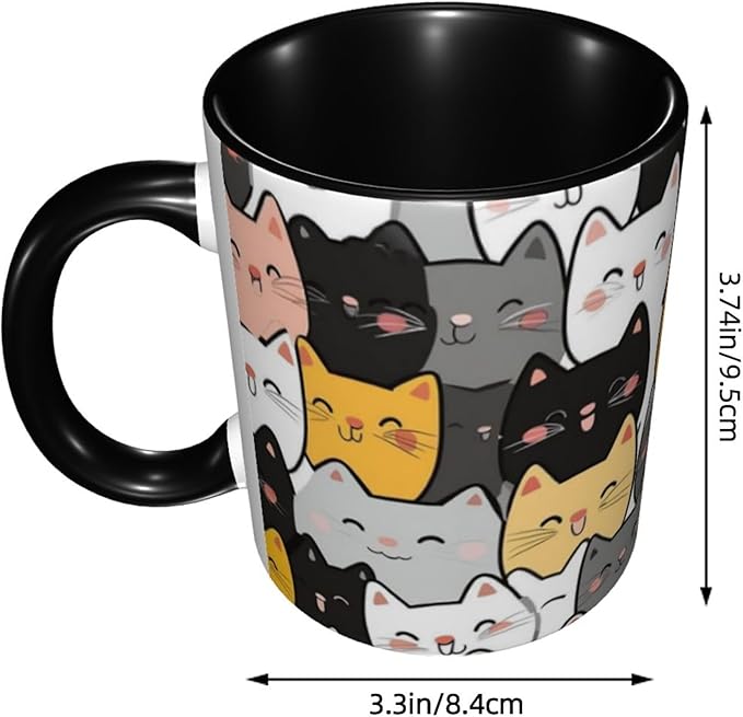 Cats Coffee Mug Funny Ceramic Tea Cup With Handle Dishwasher Microwave Safe for Women 11oz Porcelain Mugs