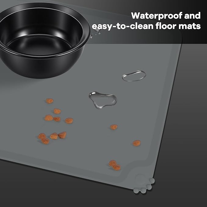 Upgraded Adjustable Height Cat Food Bowls Stand Ceramic Dog Bowls and Slow Feeder Cat Bowl, 15°Tilted Stand Anti Vomiting Raised for Small and Medium Sized Cats Dogs (Black (2 Bowl+Pet mat))