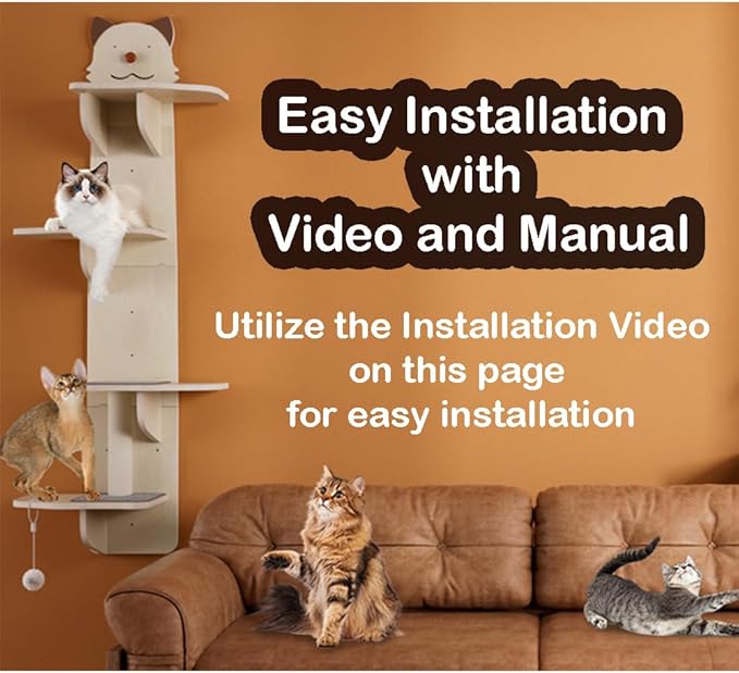 Cat Shelves Shelf for Wall Mount Mounted Floating Perch Furniture Perch Hammock Climber Climbing Indoor Large Wall-Mounted Steps Cat Climb Perches Solid Wood Hammock