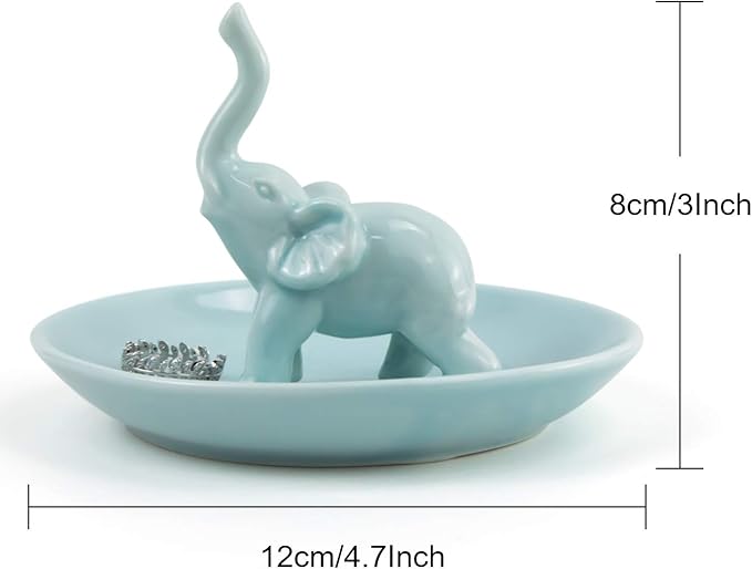 PUDDING CABIN Elephant Gifts for Women Mom, Blue Elephant Ring Holder for Jewelry, Christmas Birthday Gifts for Women Mom Her, Engagement Ring Holder Wedding Gifts