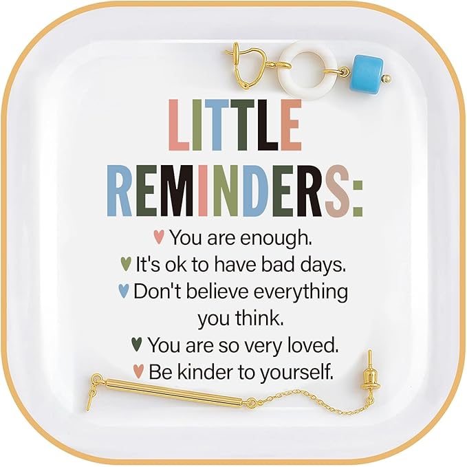 Motivational Birthday Gifts for Women – Little Reminders: You are enough... Affirmations Ring Dish, Inspirational Quote Jewelry Tray Gifts For Friends,Besties,Coworkers Employee Appreciation Gift