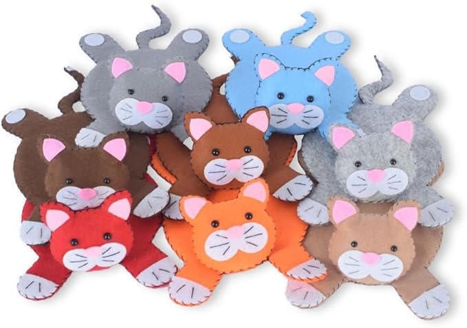 Funny Cat Coasters Set of 4 – Cute Felt Drink Mats for Women, Cat Mom Gift Idea, Animal Lover Decor, Coaster Set for Drinks, Unique Gag Present, Cool Stuff for Her, Feline Novelty Items