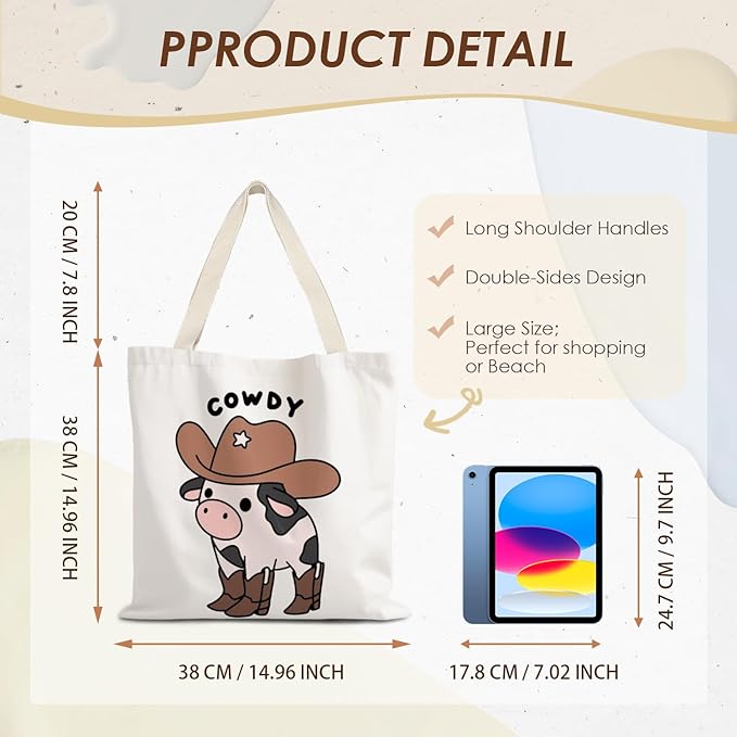 Canvas Tote Bag Aesthetic,Zoon Cow Dog Cat Tote Bag,Gifts for Women Canvas Tote Bags