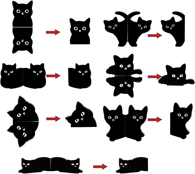 Cute Bookmarks for Women,7 Pcs Black Cat Magnetic Bookmarks Cat Theme Book Mark Clips Set Book Markers for Cat Lover Gifts Magnetic Book Page Clips Kawaii Bookmark for Teachers Students Book Lovers