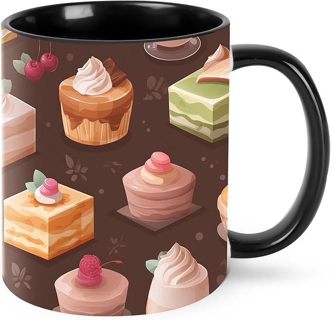 Cake Coffee Mug 11oz Ceramic Tea Cup With Handle Funny Porcelain Mugs for Women Dishwasher Microwave Safe