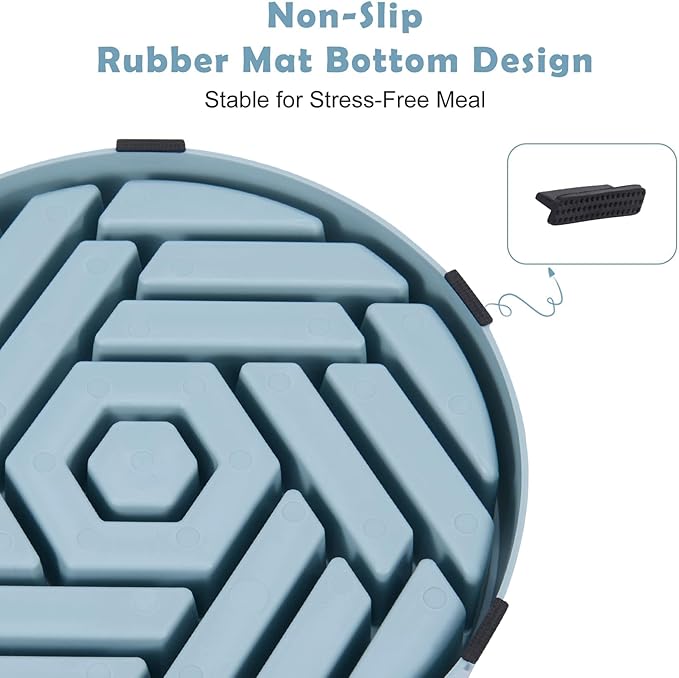 TOBYTO Slow Feeder Dog Bowls Large Medium Breed,Anti-Choking Slow Eating Dog Food Bowl,Non Slip Pet Slower Food Feeding Bowls Large Puzzle Slow Feeder Bloat Stop Maze Dog Dishes,Mist Blue