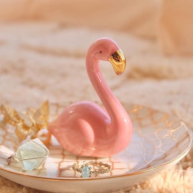 PUDDING CABIN Flamingo Gifts for Women Ring Holder for Jewelry, Pink Decor Flamingo Gift for Women Girls Friend Her Mom Mothers Day Birthday Christmas Thanksgiving Valentines