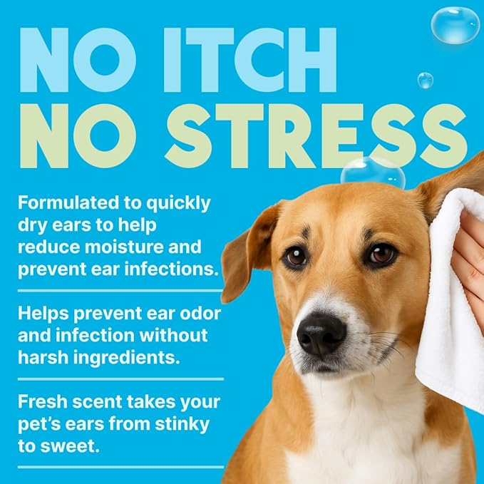 TropiClean Dog Ear Cleaner, Vet Recommended Ear Cleaning Solution for Itch Relief, Daily Use Drops Prevent Infection, Cat Safe, USA Made, 4oz
