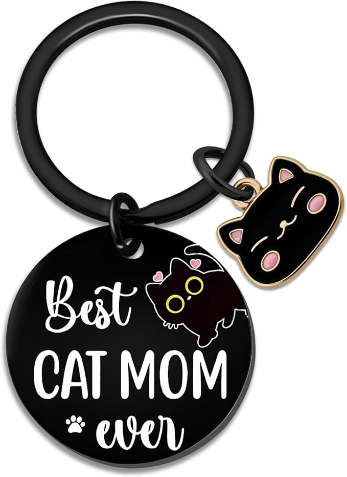 Cat Mom Mothers Day Gifts For Women Black Cat Keychain Stuff Gifts For Cats Lovers Unique Cats Lover Gifts For Women