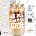 Dog Mom Christmas Gifts for Women, Dogs Themed Gift Set with 16 oz Glass Cup, Birthday Thank You Gifts for Dog Lover Best Friend Sister Mom