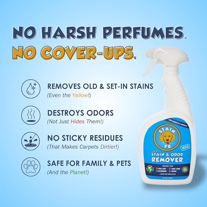 Pro Strength Carpet Odor & Stain Remover Works Like Magic in a Bottle on Tough Urine Feces Vomit and Even red Wine Too! 24 fl.oz