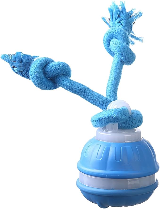 Interactive Smart Rolling Cat Toy Ball, Electric Automatic Moving Rolling Dog Toy with Rope and Sound, Motion Activated Dogs Ball, Self Moving Cats Toy for Boredom & Training (1, Sky Blue)