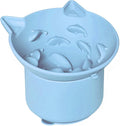 Silicone Slow Feeder Cat Bowl, Elevated Cat Slow Feeder with Suction Cups, Multi-Angle Tilt Design, No Black Chin, Suitable for Dry Wet Food (Light Blue)