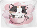 Tapestry's Wall Hanging Kawaii Cat Tapestry Pink Smile Kitten Cat Face Meow Bedroom Tapestries for Bedroom Aesthetic Home Decor 60"x80" Wall Hanging for Home Decor Bedroom Living Room Dorm Decor