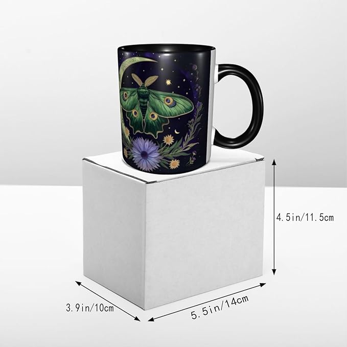 Moth Coffee Mug 11 OZ Ceramic Tea Cup Novelty Mugs Funny Coffee Cups with Handle