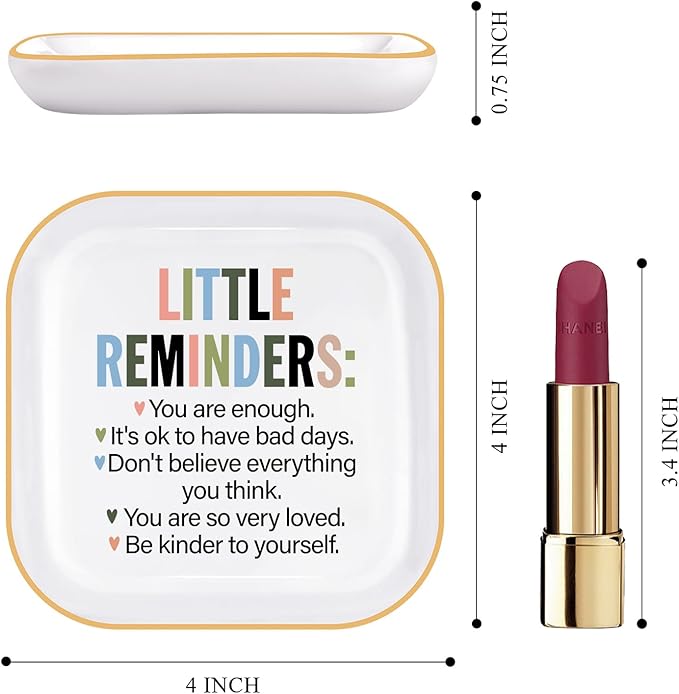 Motivational Birthday Gifts for Women – Little Reminders: You are enough... Affirmations Ring Dish, Inspirational Quote Jewelry Tray Gifts For Friends,Besties,Coworkers Employee Appreciation Gift