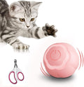 Interactive Cat Toys Ball, Rolling Smart Ball with Nail Clippers for Bored Indoor Adult Cats, USB Rechargeable Automatic Cat Toys, Moving Ball Cat Toy for Cat/Kitten