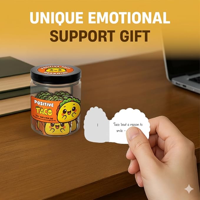 DEARMINE Positive Taco Jar 60 Affirmation Cards Emotional Support Taco Gift, Taco Lovers, Women's Birthday Gift